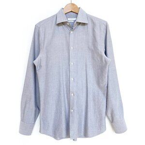 J.Lindeberg Gray Oxford Jacquard Slim Fit Shirt 40 15 3/4